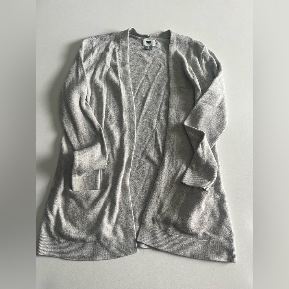Old Navy Long Line Light Gray Open Front Cardigan Small